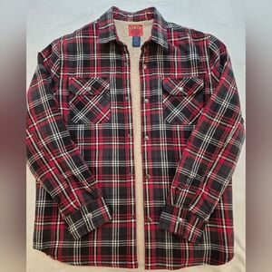 Vintage Big Mac Sherpa Lined Flannel Shirt Shacket Mens M Plaid Snap Front SZ M